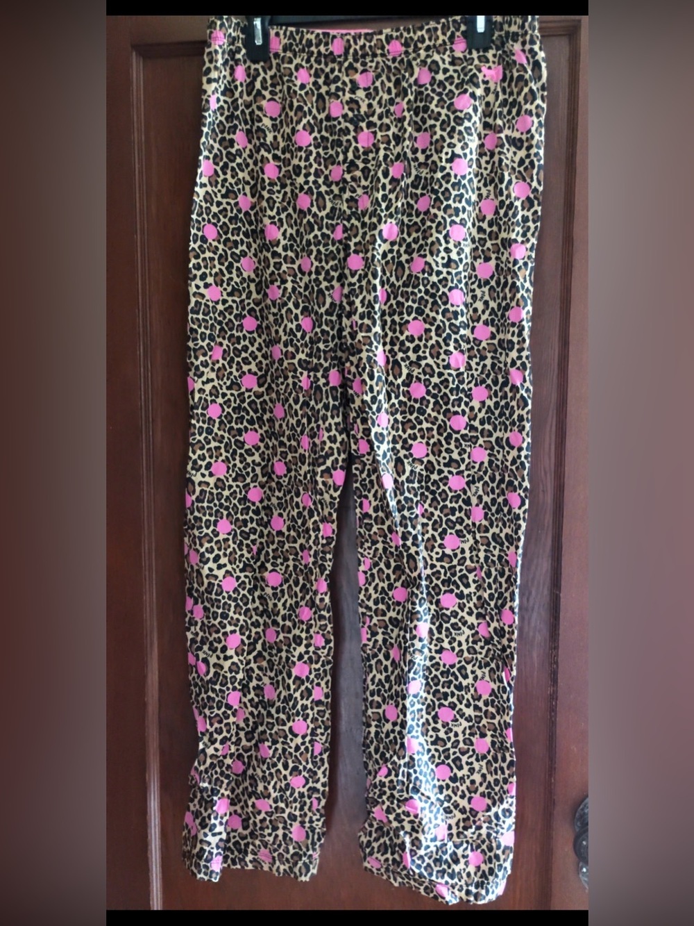 Leopard Print Pants with Pink Polka Dots
